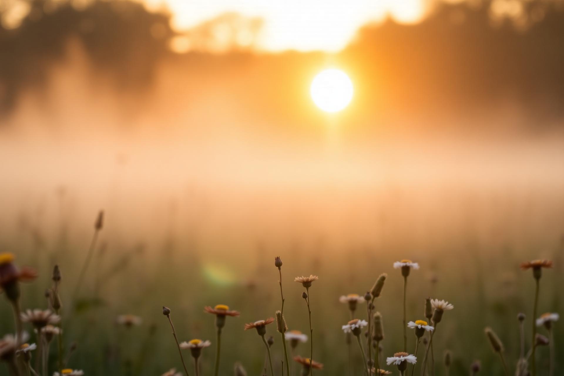Peaceful English countryside at sunrise